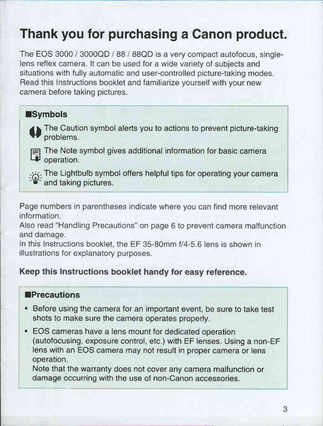 Canon 3000 QD manual 