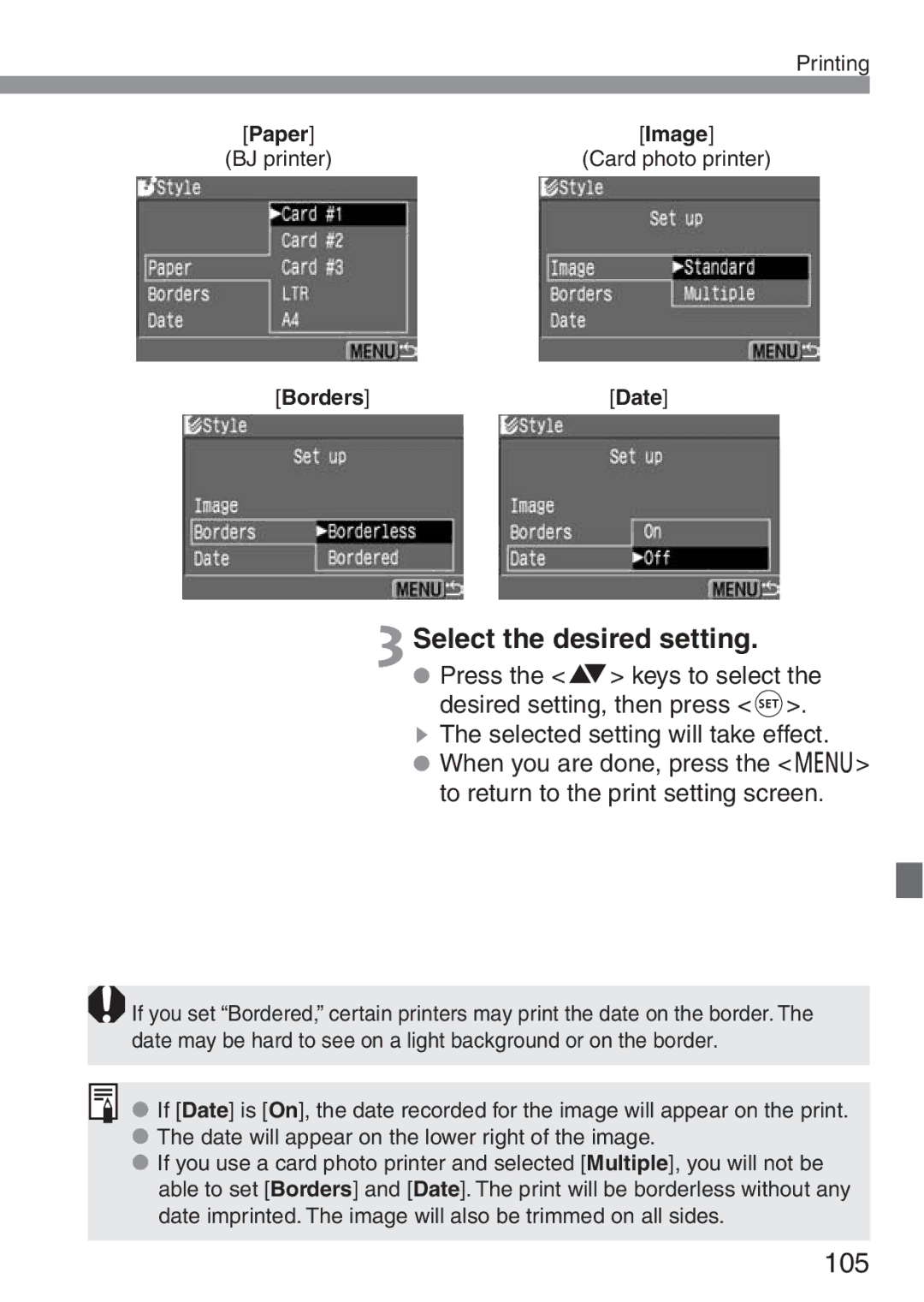 Canon 300D instruction manual 3Select the desired setting 