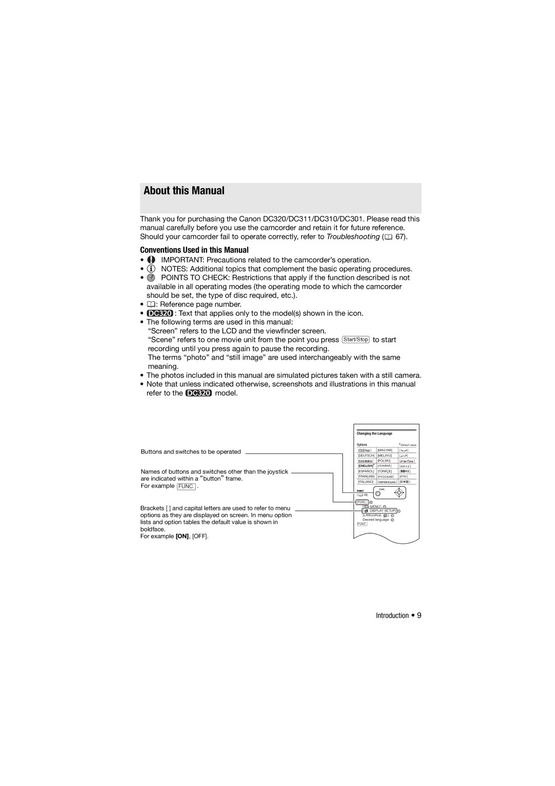 Canon 310, DC311, DC301 instruction manual About this Manual, Conventions Used in this Manual, Introduction 