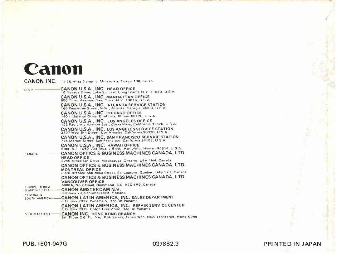 Canon 312 XL-S manual 