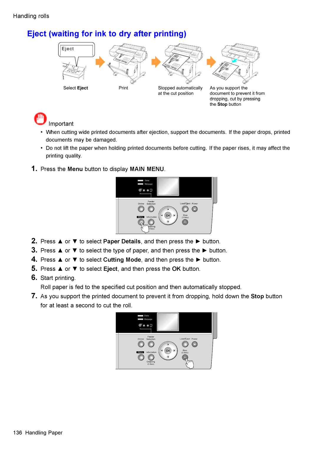 Canon 3175B002 user manual Eject waiting for ink to dry after printing 