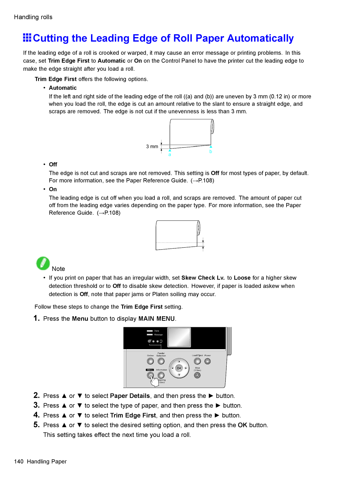 Canon 3175B002 user manual Cutting the Leading Edge of Roll Paper Automatically 