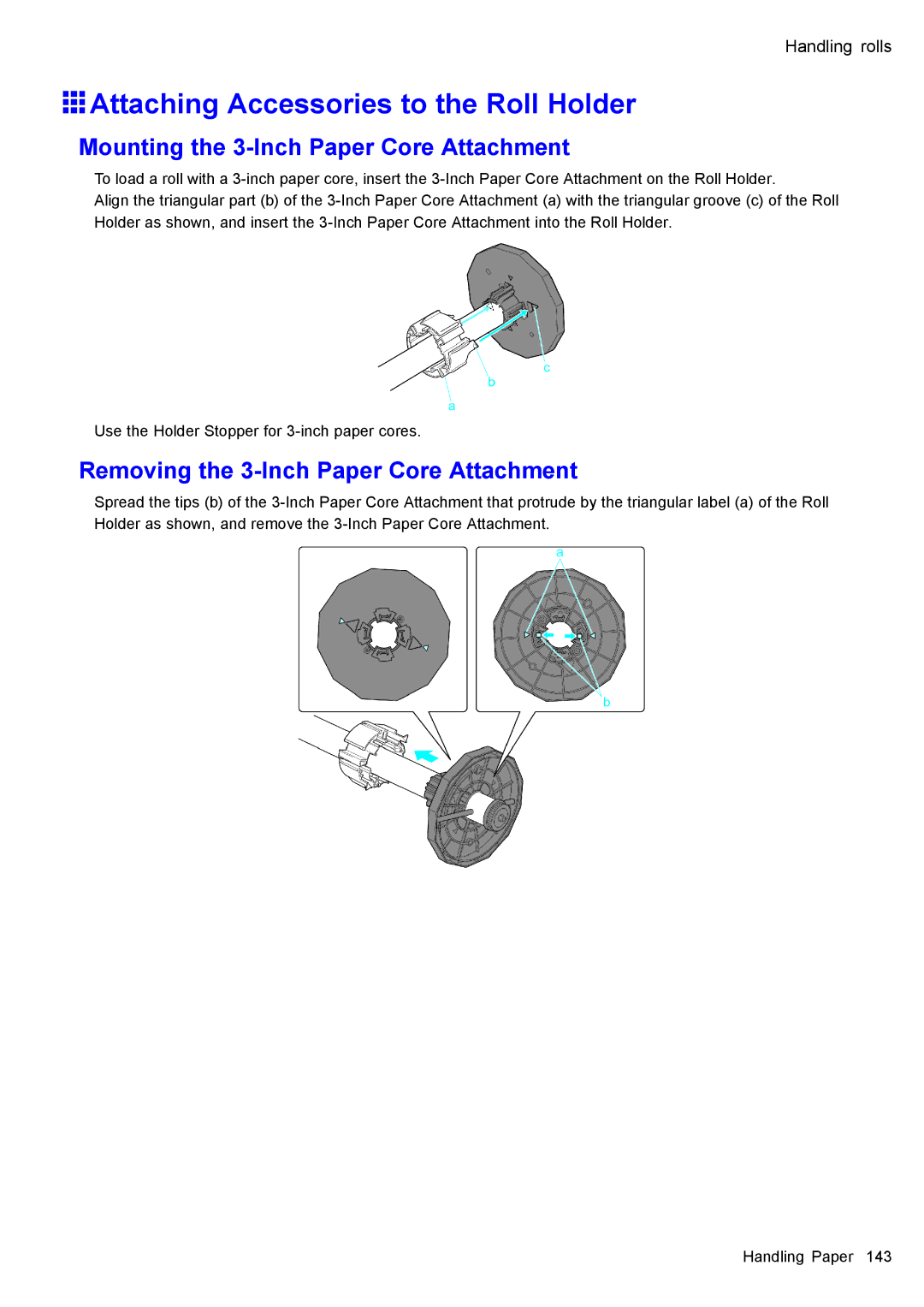 Canon 3175B002 user manual Attaching Accessories to the Roll Holder, Mounting the 3-Inch Paper Core Attachment 