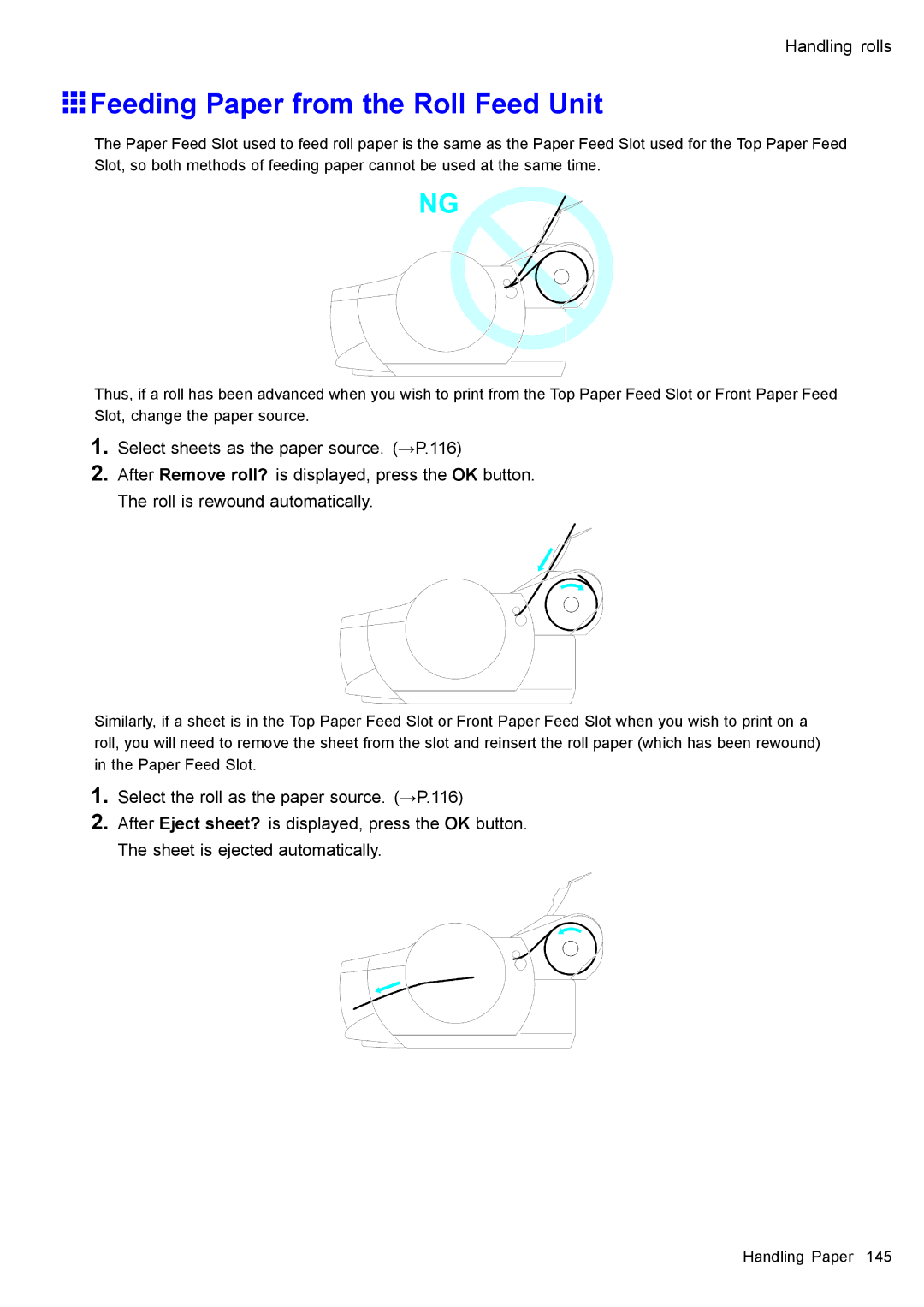 Canon 3175B002 user manual Feeding Paper from the Roll Feed Unit 