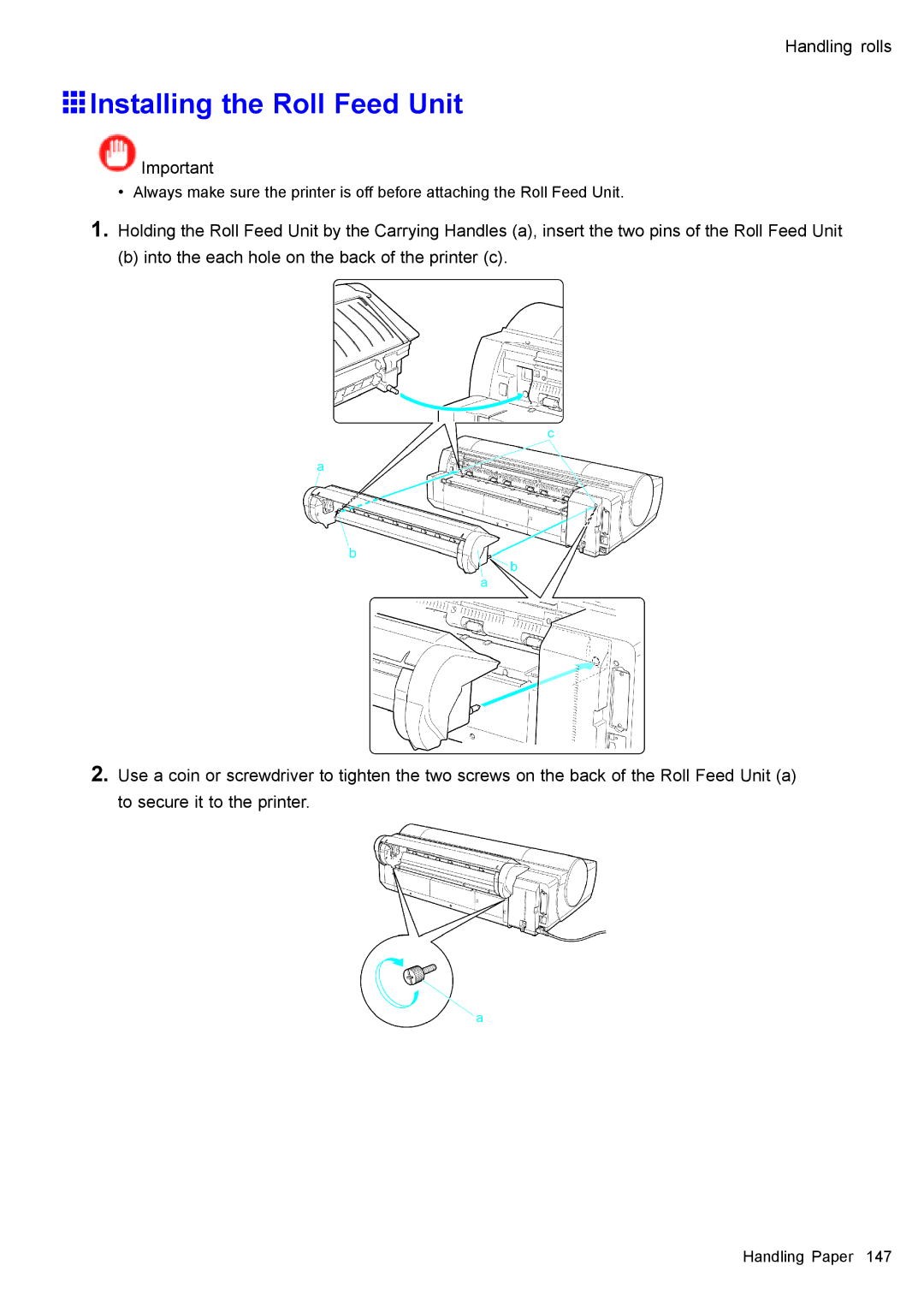 Canon 3175B002 user manual Installing the Roll Feed Unit 