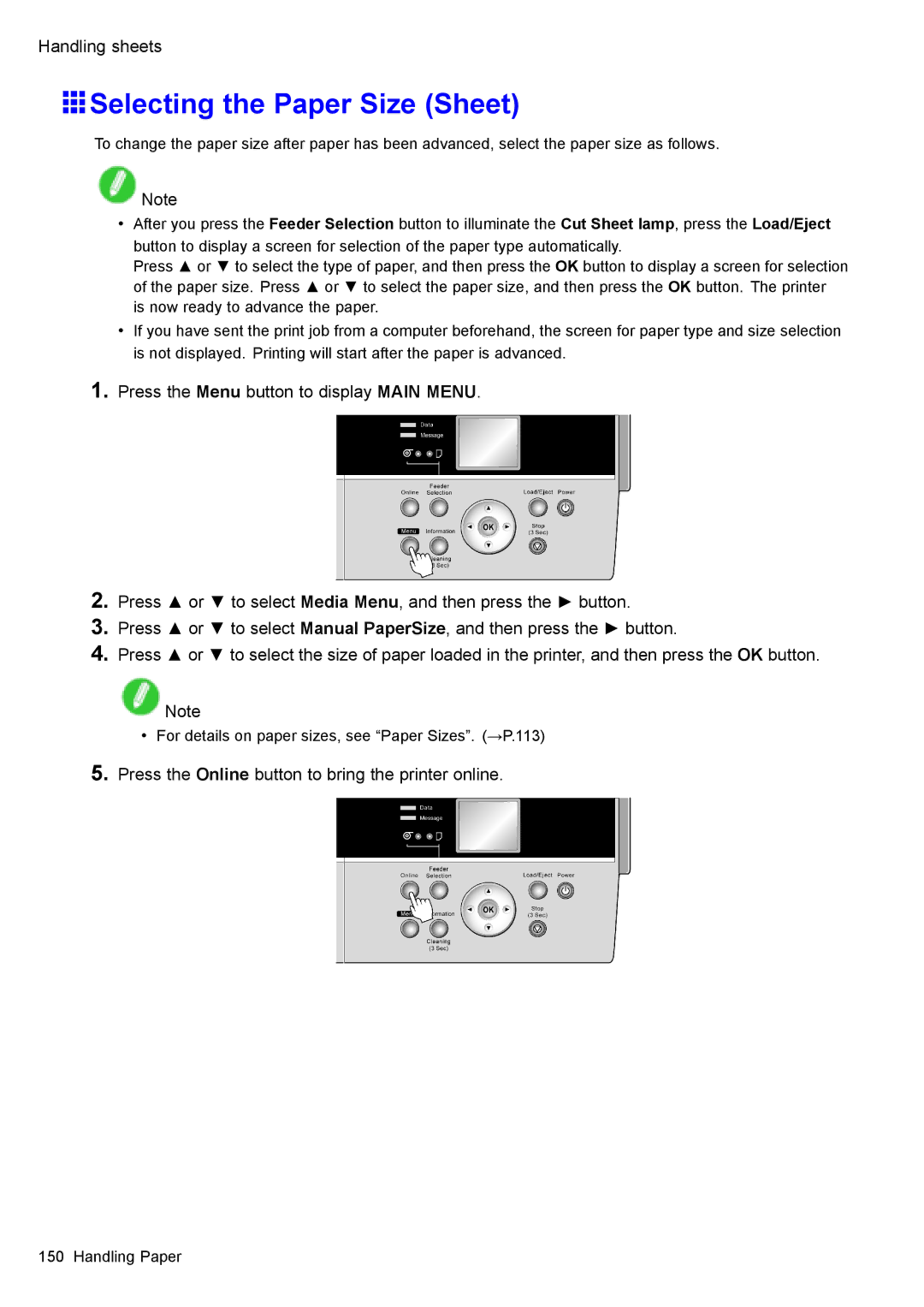 Canon 3175B002 user manual Selecting the Paper Size Sheet 