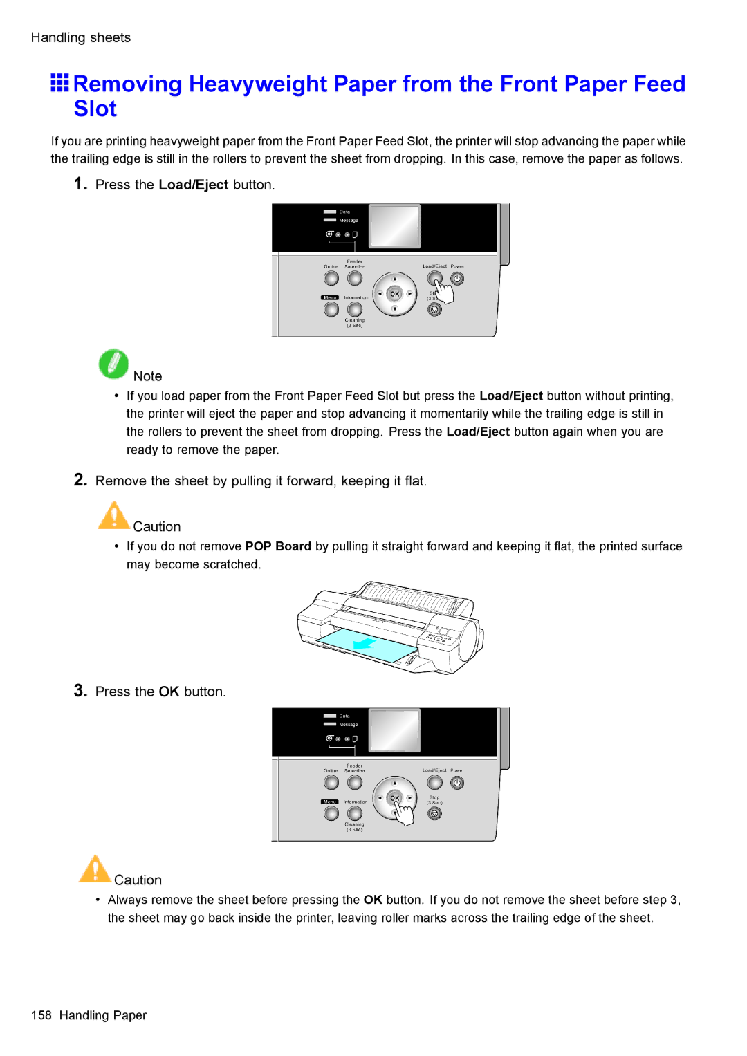 Canon 3175B002 user manual Removing Heavyweight Paper from the Front Paper Feed Slot 