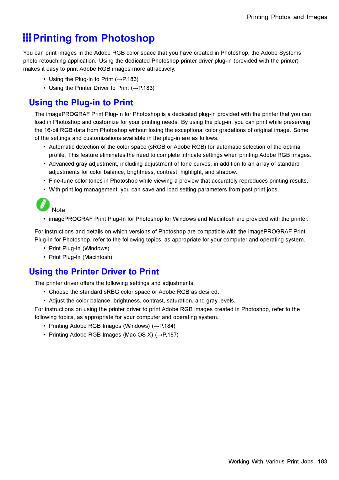 Canon 3175B002 user manual Printing from Photoshop, Using the Plug-in to Print, Using the Printer Driver to Print 