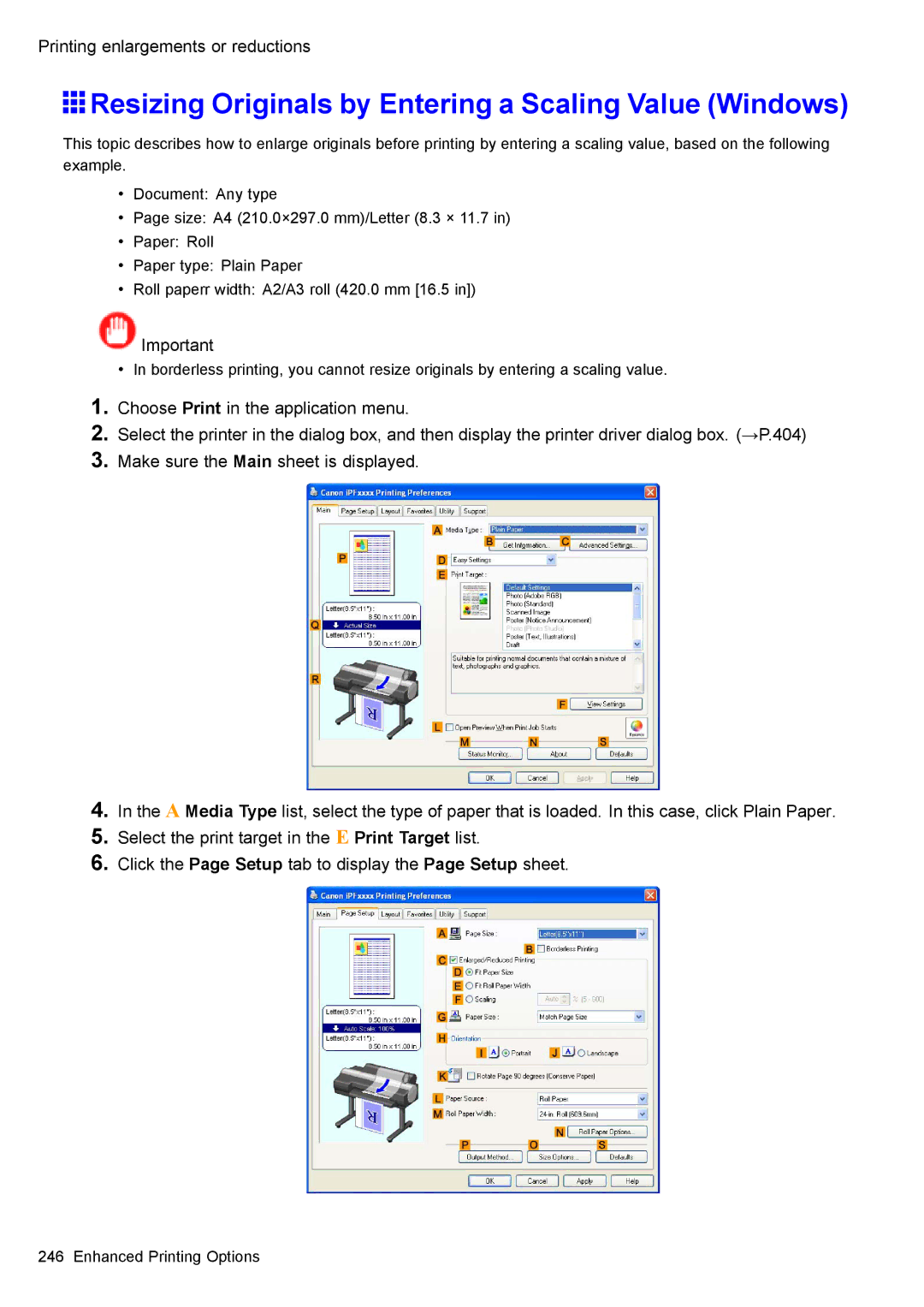 Canon 3175B002 user manual Resizing Originals by Entering a Scaling Value Windows 