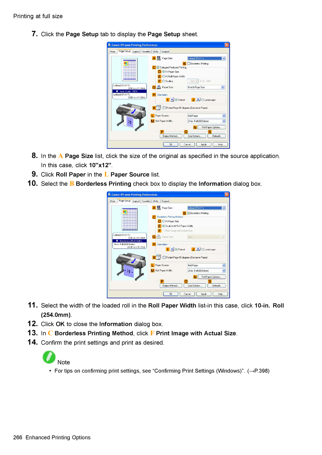 Canon 3175B002 user manual Click Roll Paper in the L Paper Source list, Click OK to close the Information dialog box 