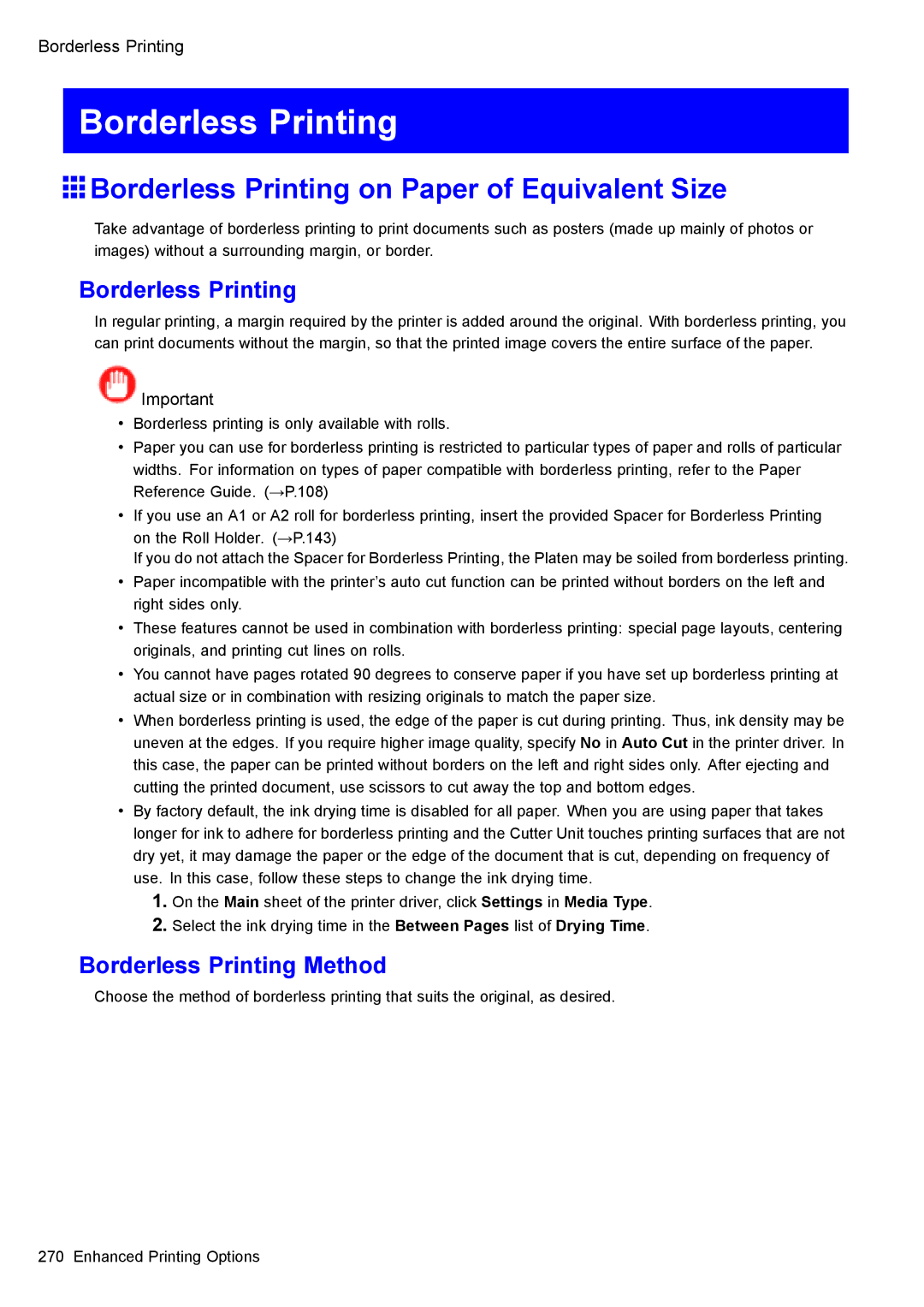 Canon 3175B002 user manual Borderless Printing on Paper of Equivalent Size 