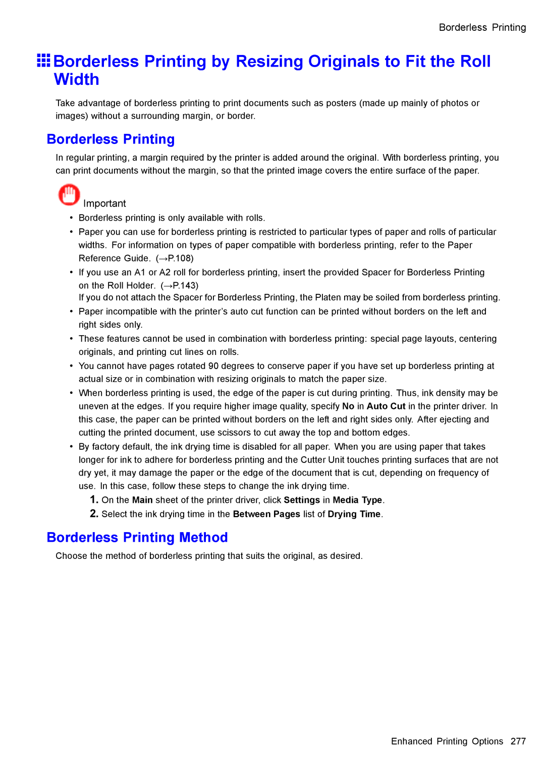 Canon 3175B002 user manual Borderless Printing 