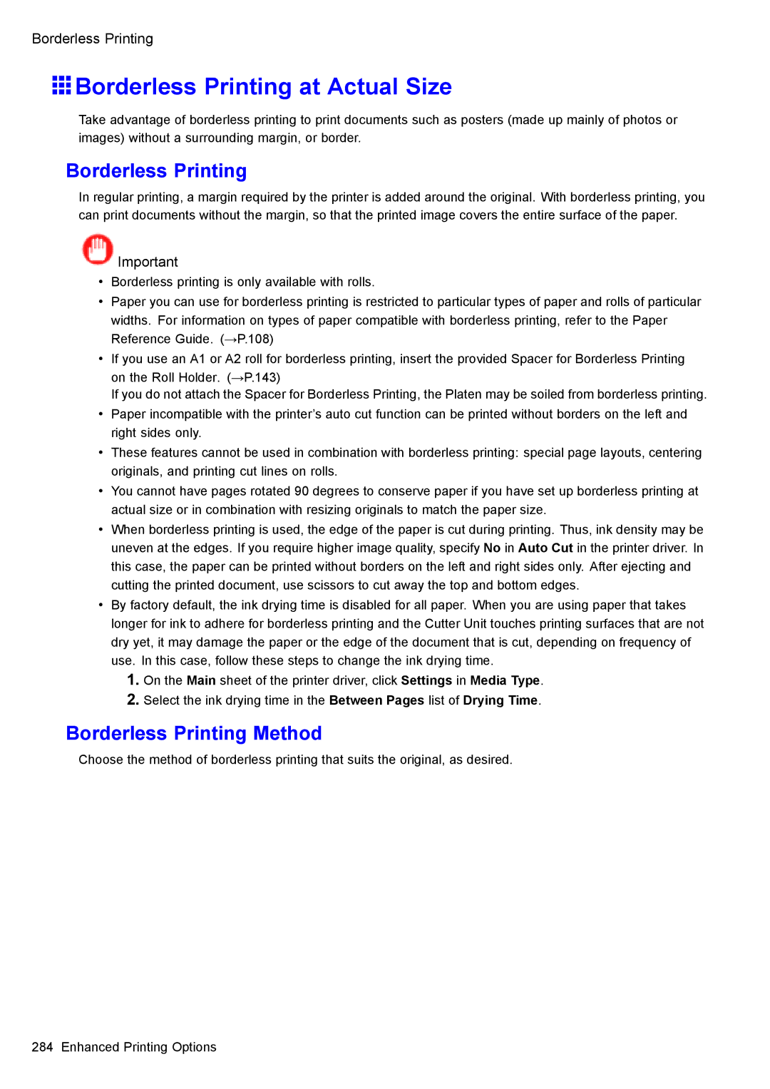 Canon 3175B002 user manual Borderless Printing at Actual Size 