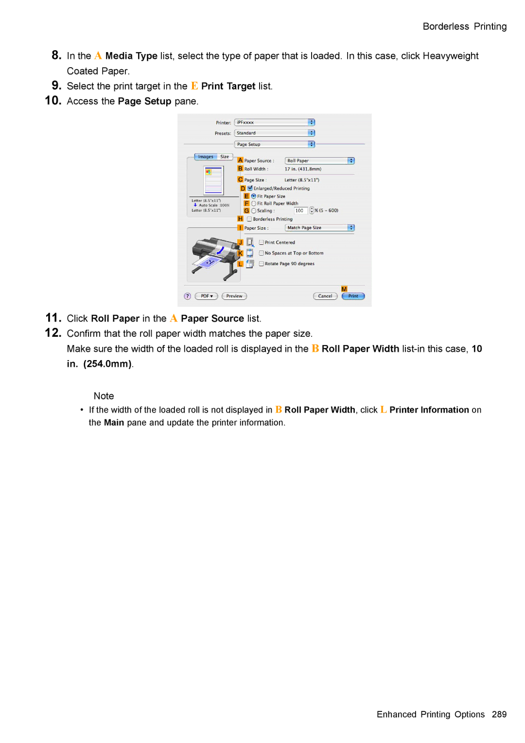 Canon 3175B002 user manual Click Roll Paper in the a Paper Source list 