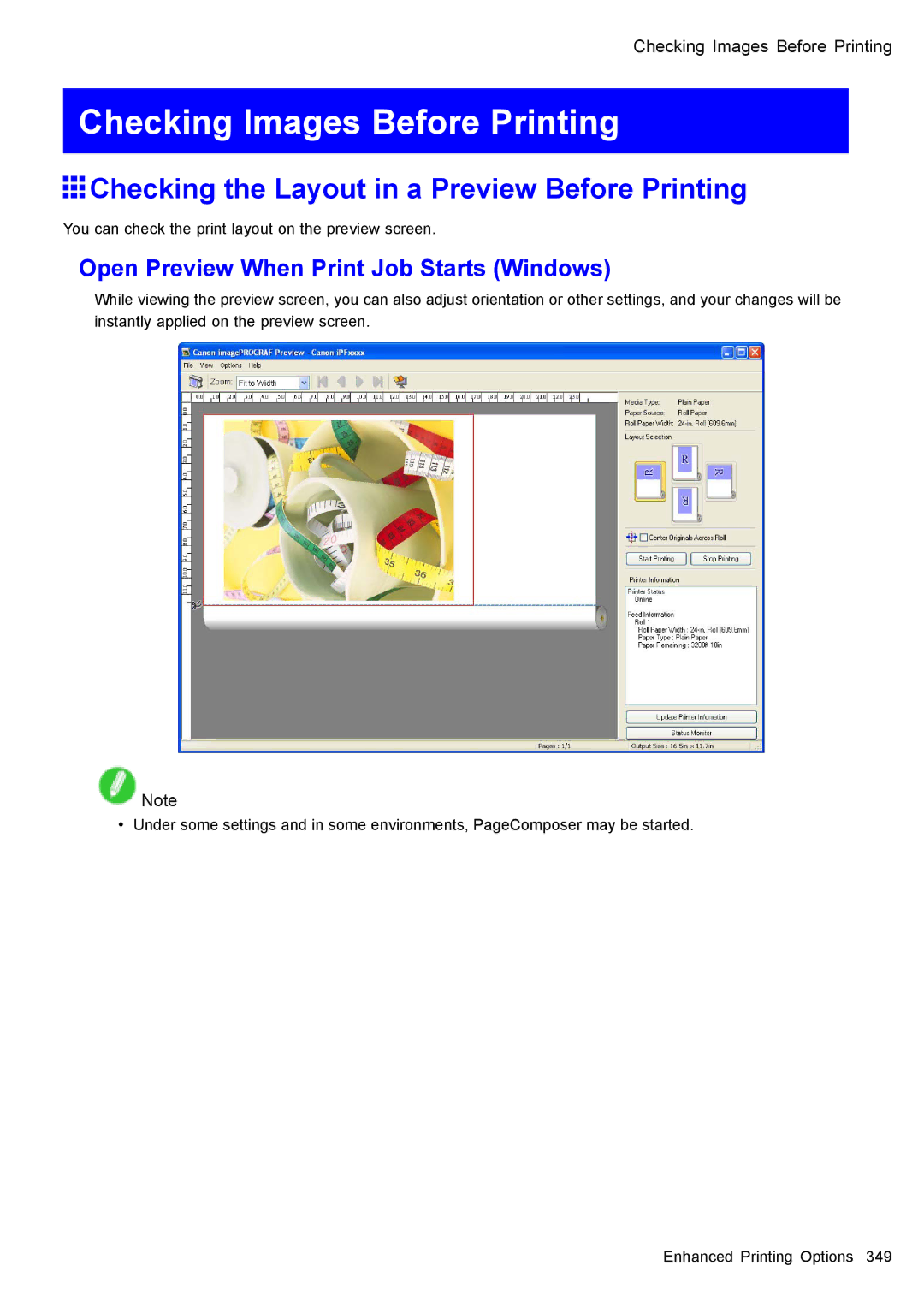 Canon 3175B002 user manual Checking Images Before Printing, Checking the Layout in a Preview Before Printing 