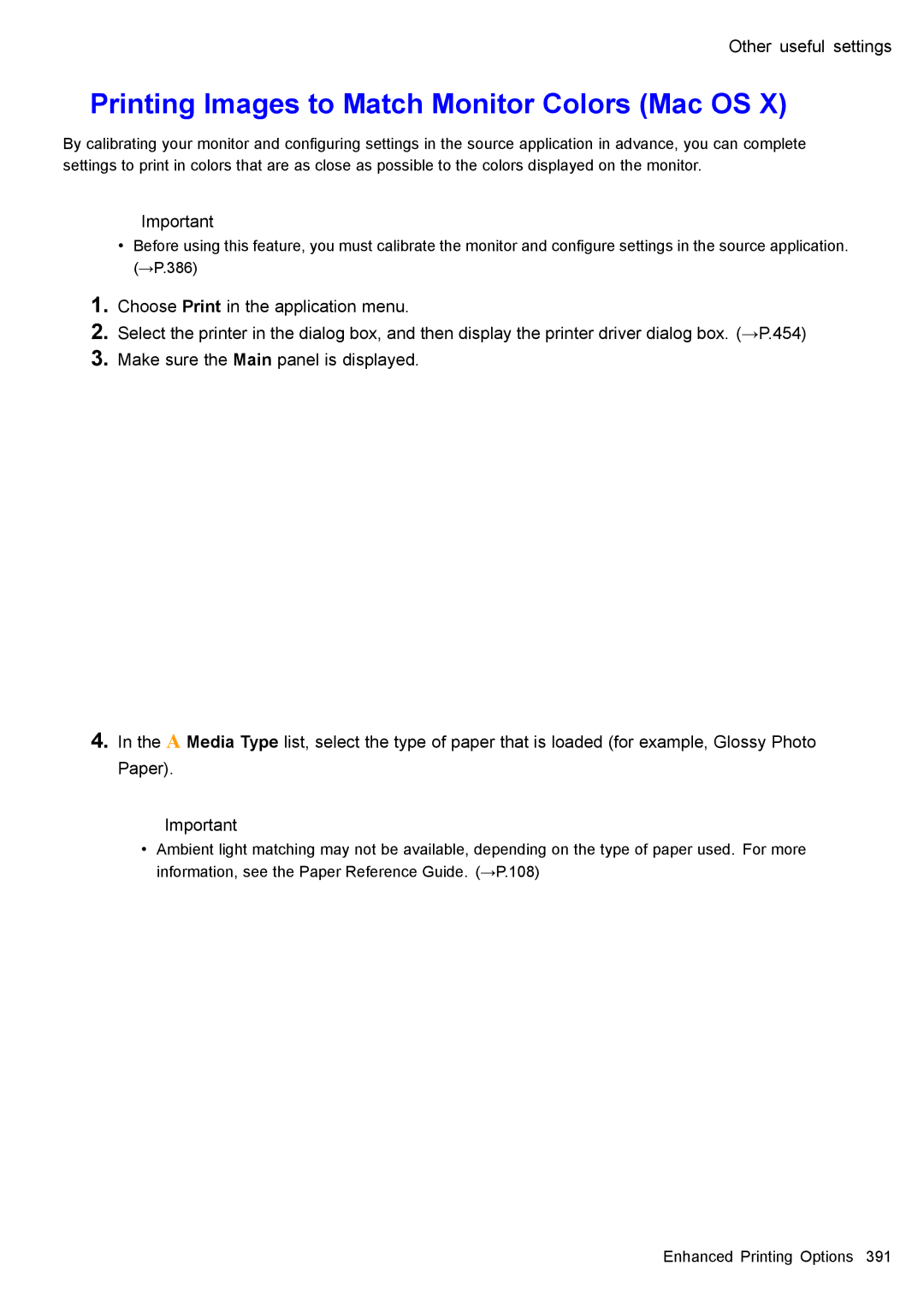 Canon 3175B002 user manual Printing Images to Match Monitor Colors Mac OS, Other useful settings 