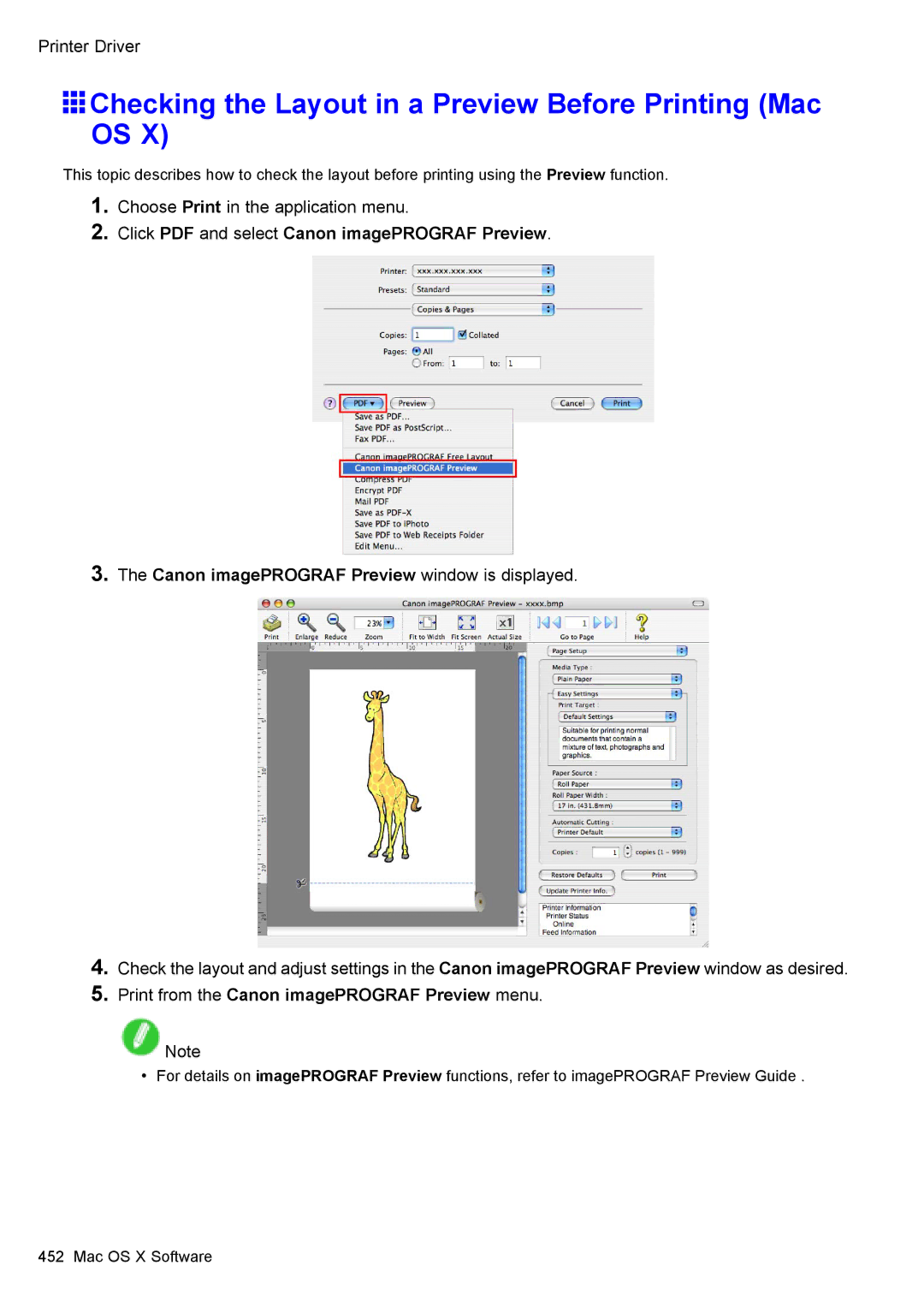 Canon 3175B002 user manual Checking the Layout in a Preview Before Printing Mac OS 