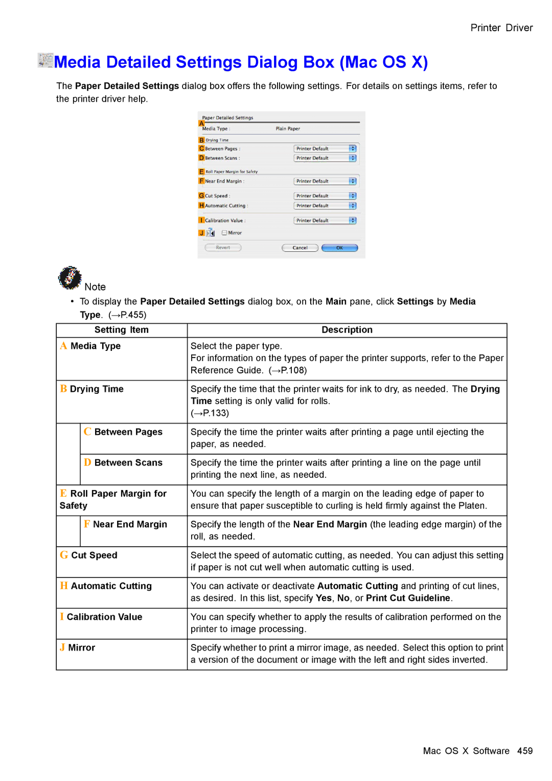 Canon 3175B002 user manual Media Detailed Settings Dialog Box Mac OS, Automatic Cutting 