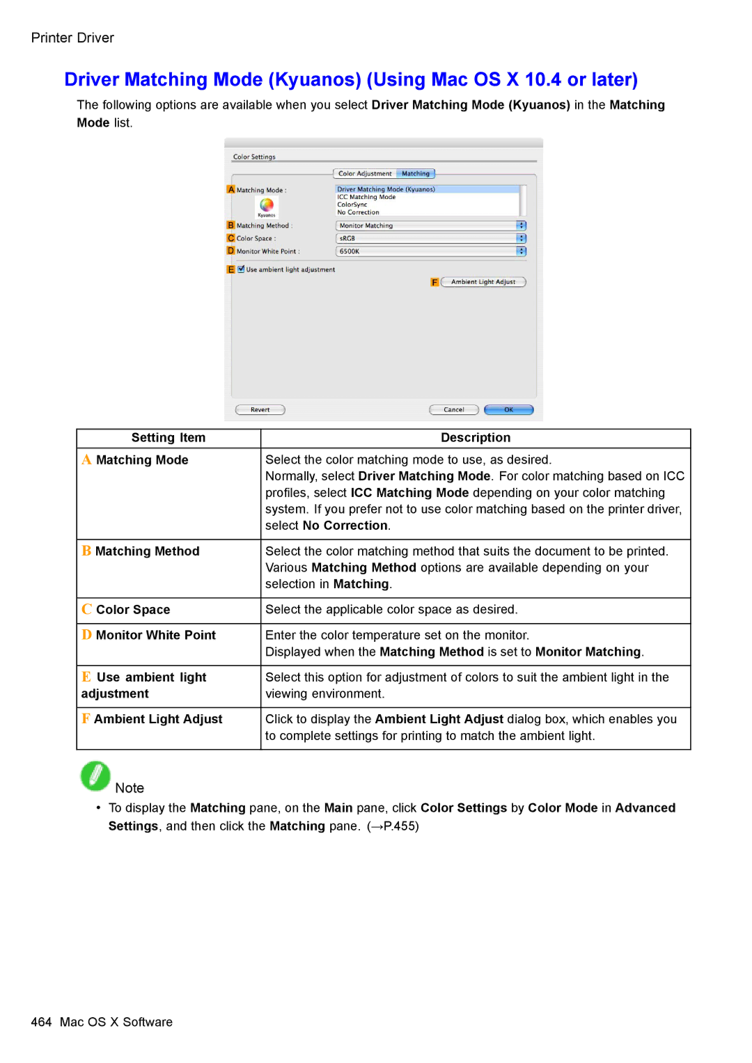 Canon 3175B002 user manual Driver Matching Mode Kyuanos Using Mac OS X 10.4 or later, Select No Correction 