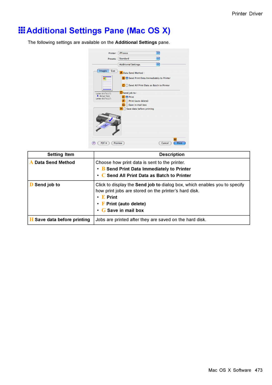 Canon 3175B002 user manual Additional Settings Pane Mac OS 