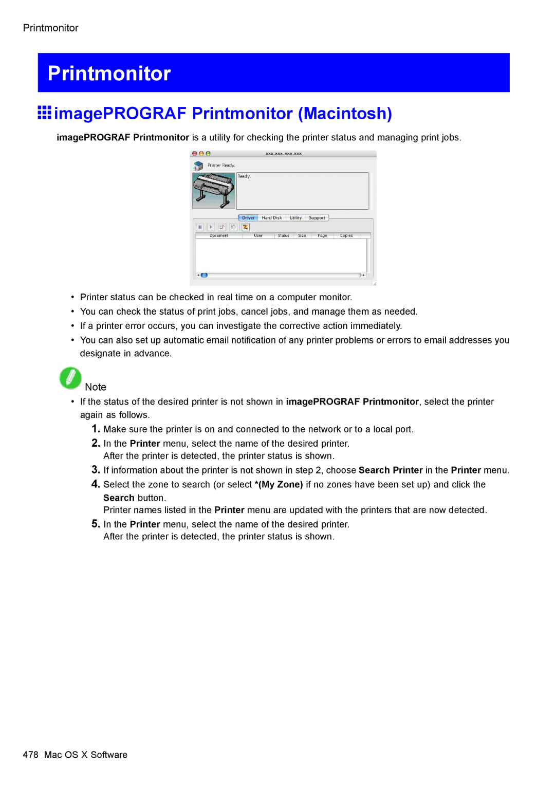 Canon 3175B002 user manual ImagePROGRAF Printmonitor Macintosh 