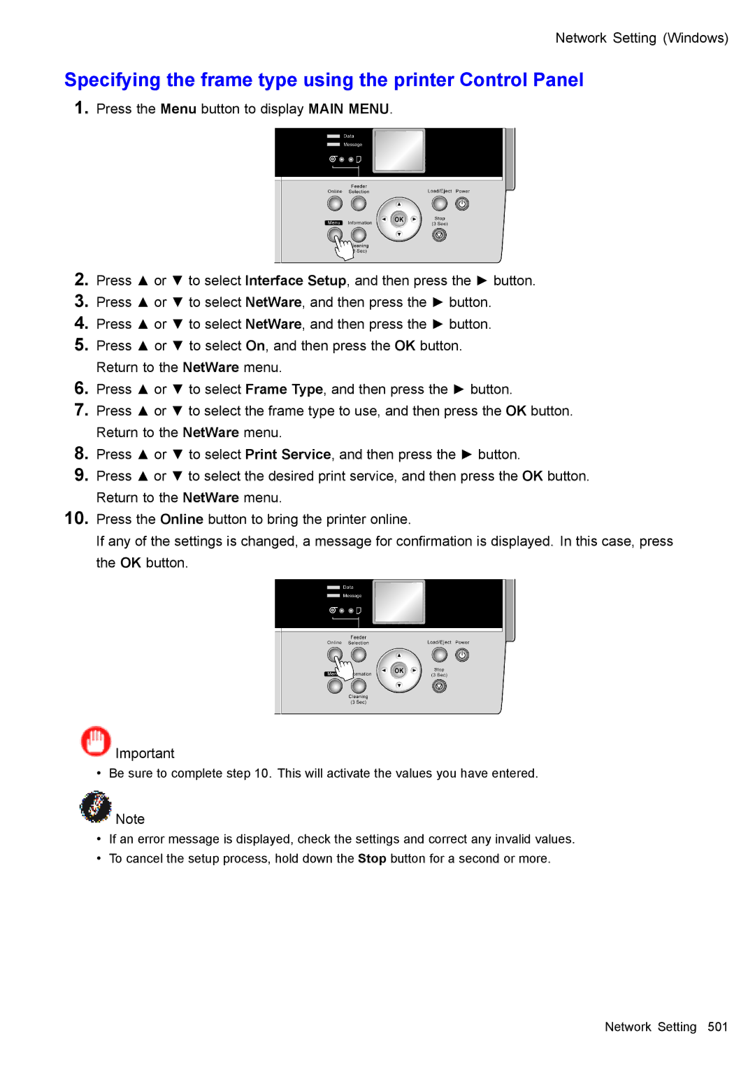 Canon 3175B002 user manual Specifying the frame type using the printer Control Panel 