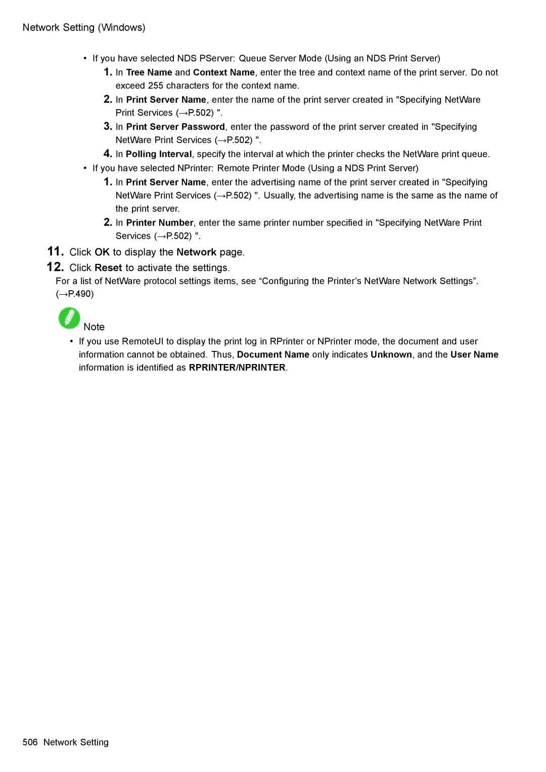 Canon 3175B002 user manual Network Setting Windows 