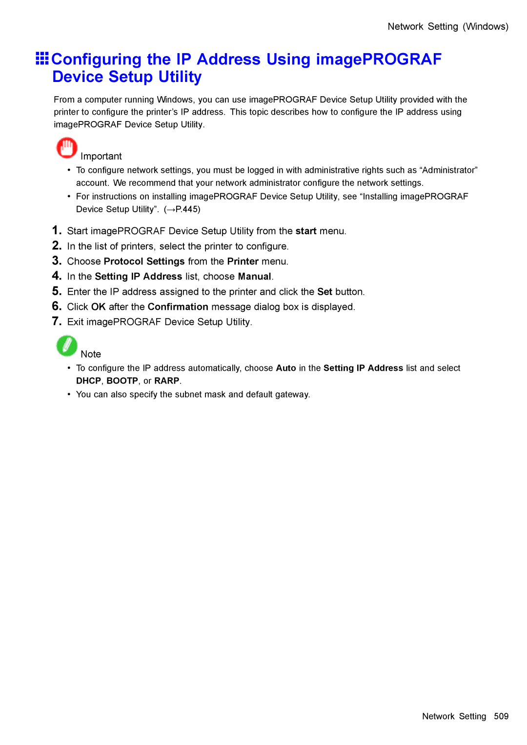 Canon 3175B002 user manual DHCP, BOOTP, or Rarp 