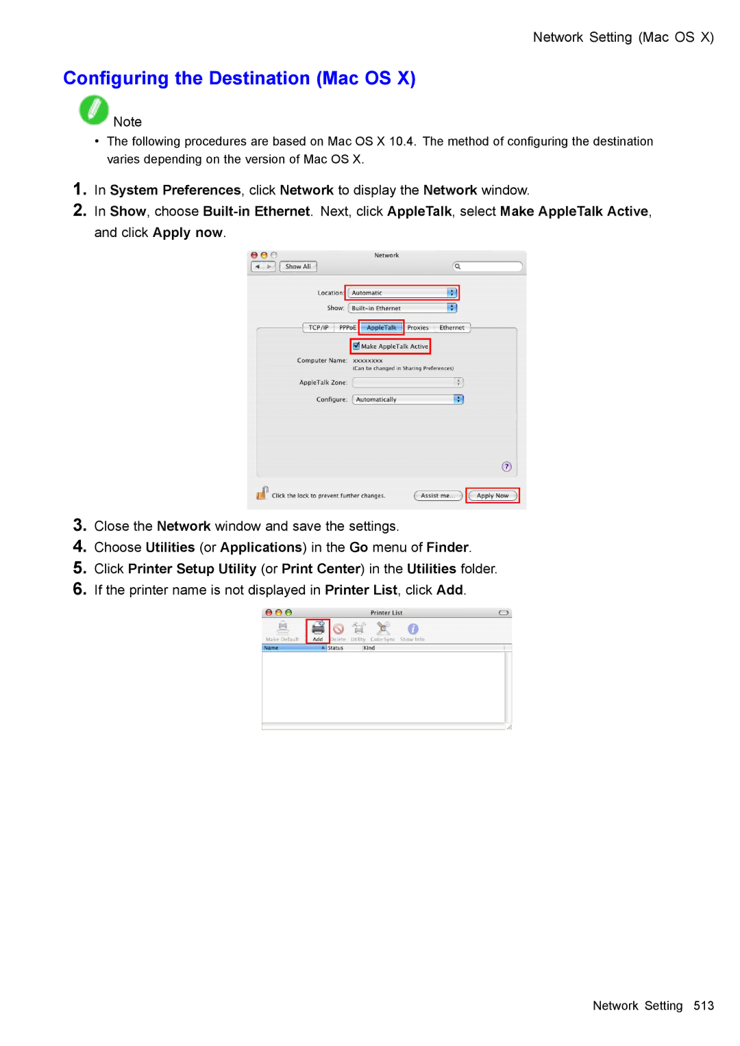 Canon 3175B002 user manual Conguring the Destination Mac OS 