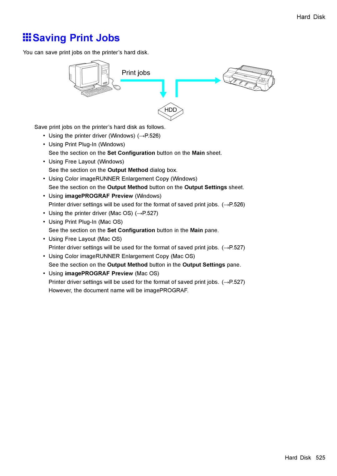 Canon 3175B002 user manual Saving Print Jobs, Using imagePROGRAF Preview Windows, Using imagePROGRAF Preview Mac OS 