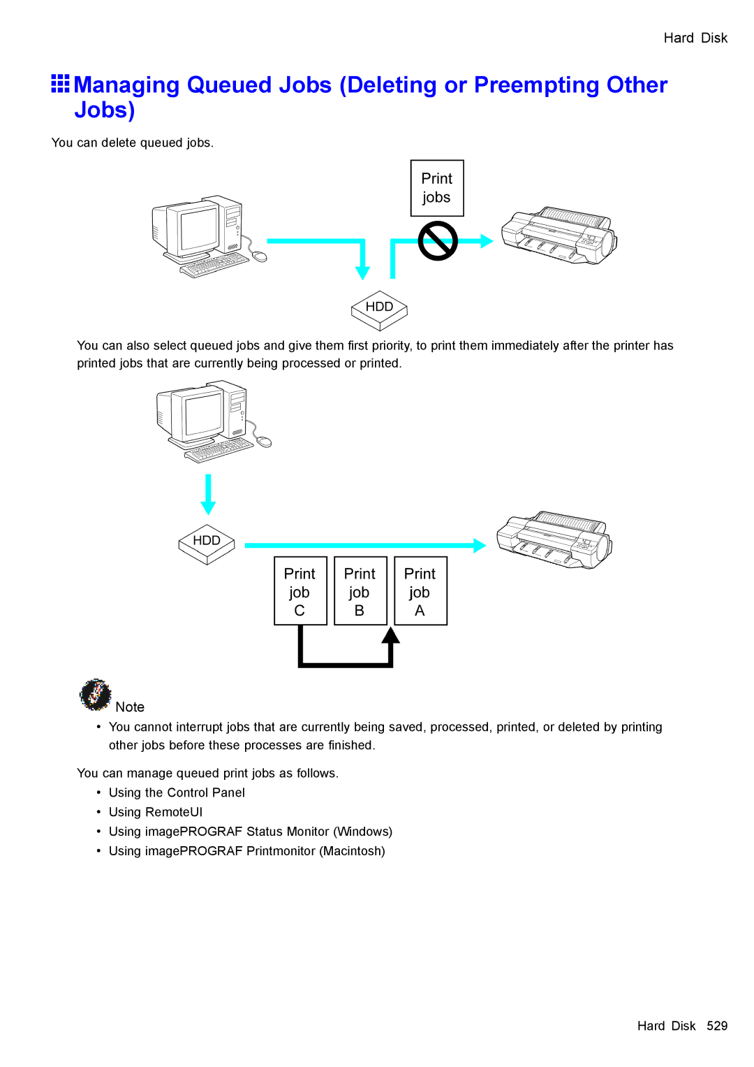 Canon 3175B002 user manual Managing Queued Jobs Deleting or Preempting Other Jobs 