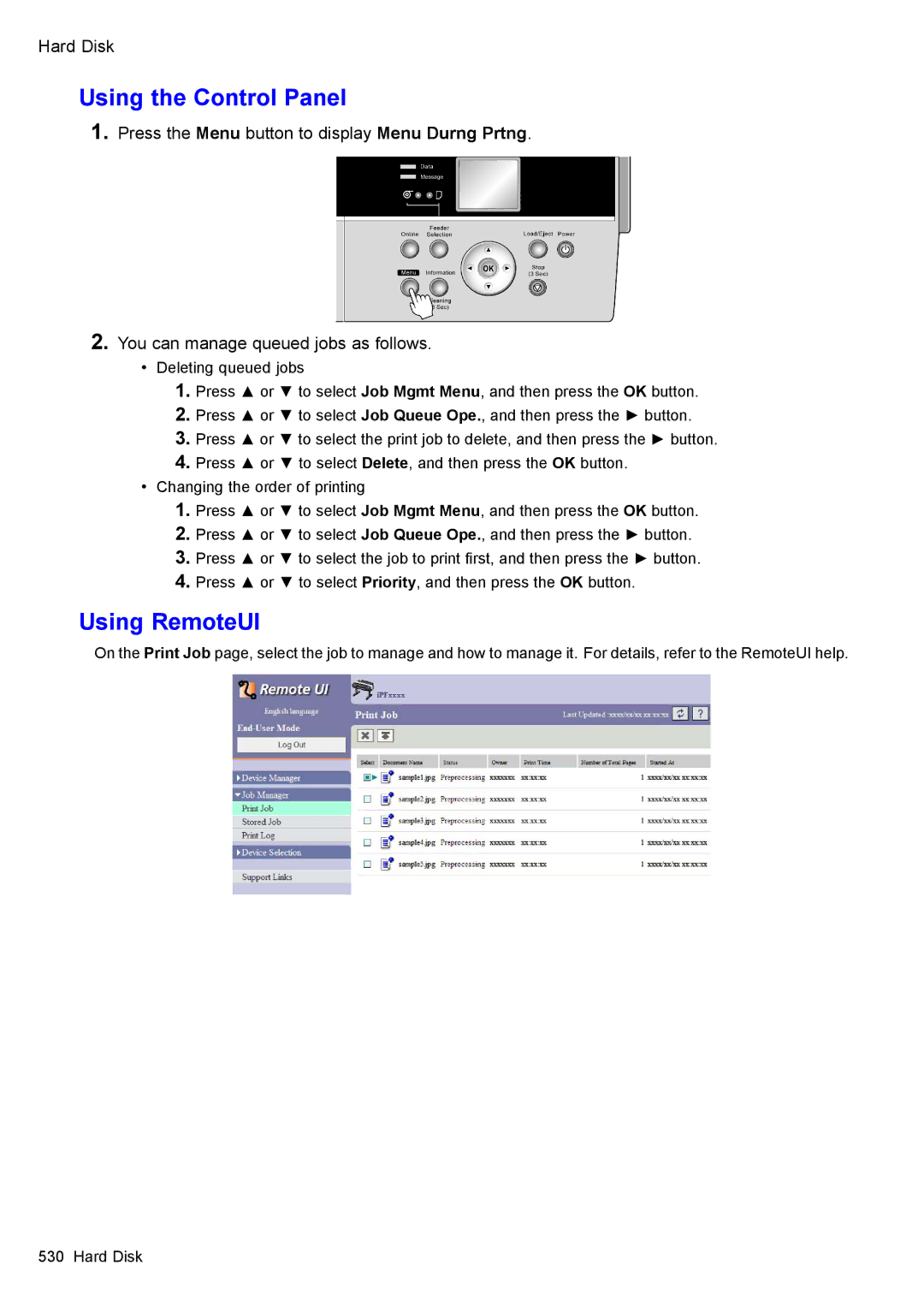 Canon 3175B002 user manual Using the Control Panel, Using RemoteUI 