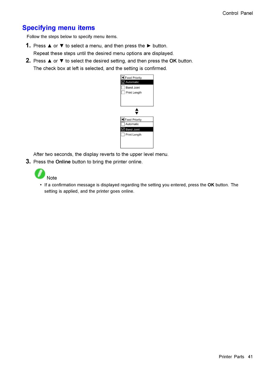 Canon 3175B002 user manual Specifying menu items 