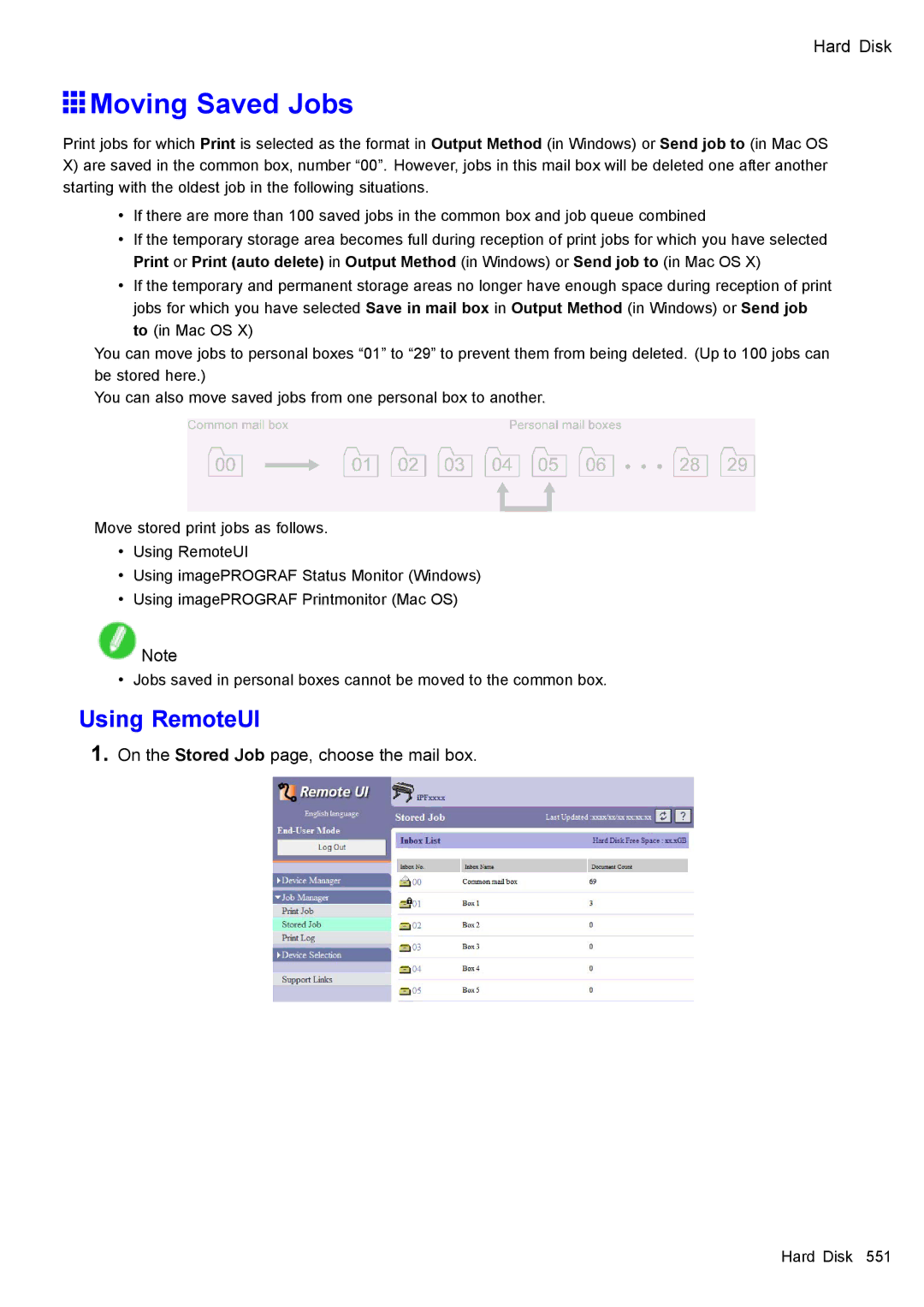 Canon 3175B002 user manual Moving Saved Jobs, Using RemoteUI 