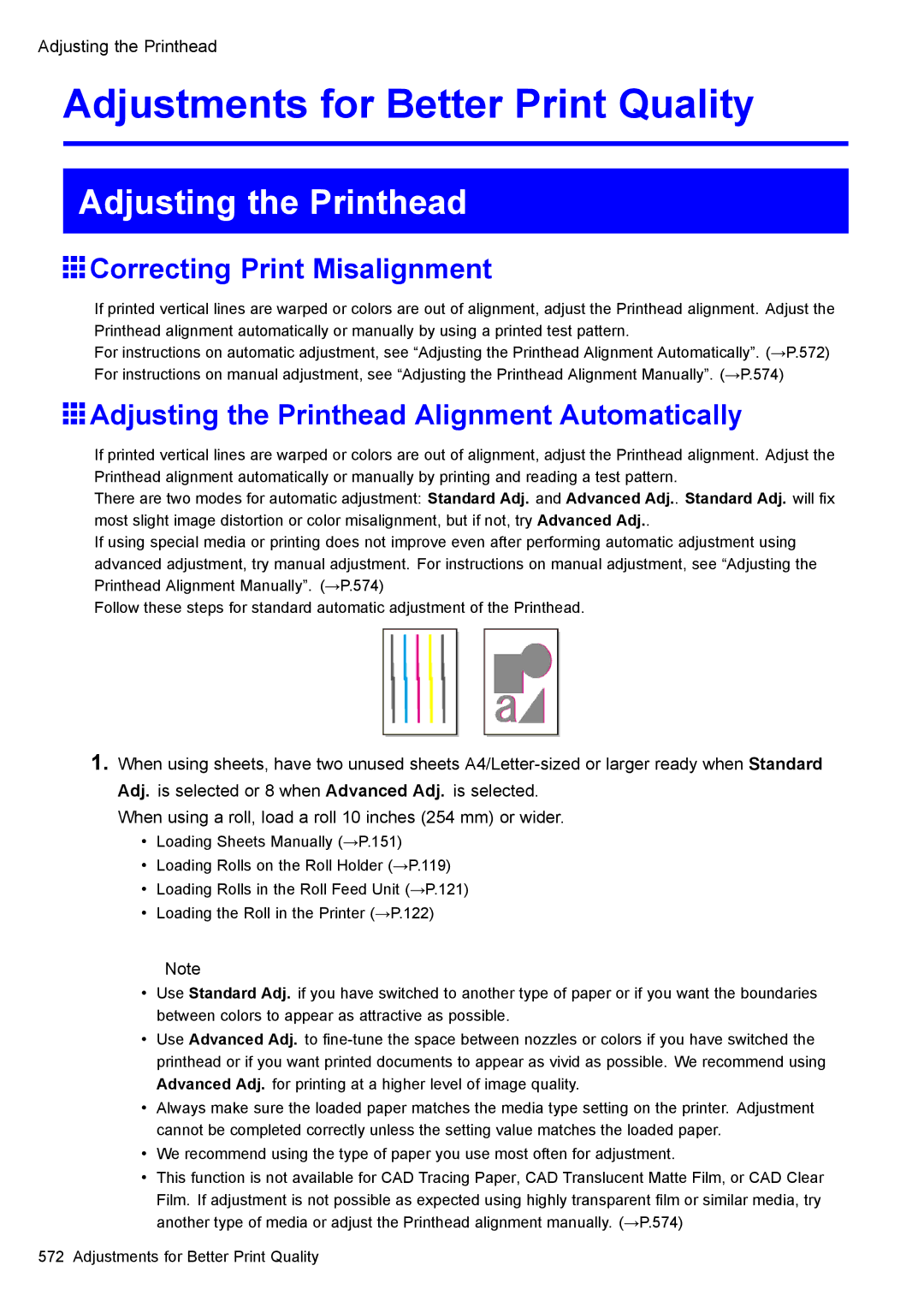 Canon 3175B002 user manual Correcting Print Misalignment, Adjusting the Printhead Alignment Automatically 