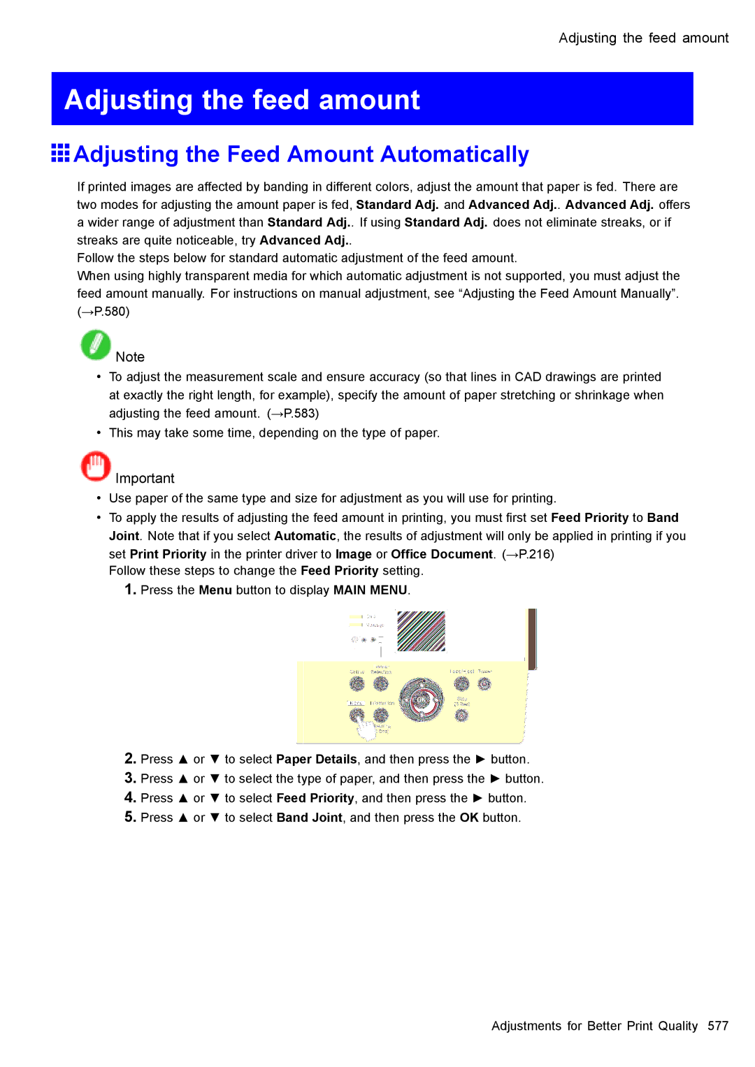 Canon 3175B002 user manual Adjusting the feed amount, Adjusting the Feed Amount Automatically 