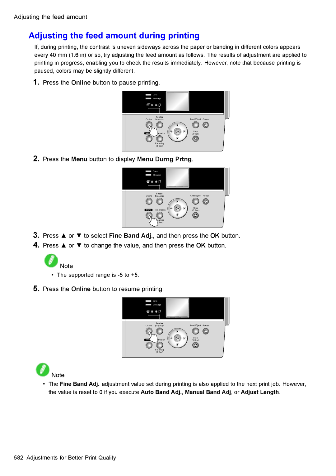 Canon 3175B002 user manual Adjusting the feed amount during printing 