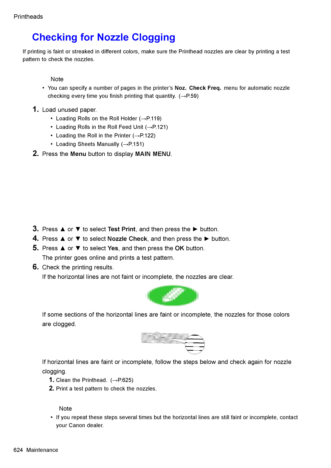 Canon 3175B002 user manual Checking for Nozzle Clogging, Load unused paper 