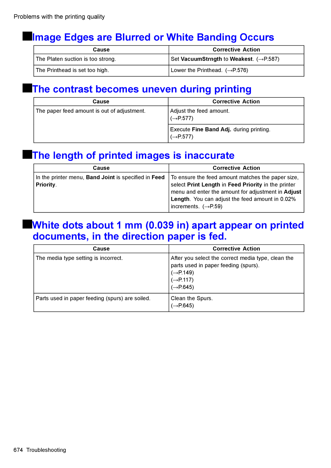 Canon 3175B002 user manual Image Edges are Blurred or White Banding Occurs, Contrast becomes uneven during printing 