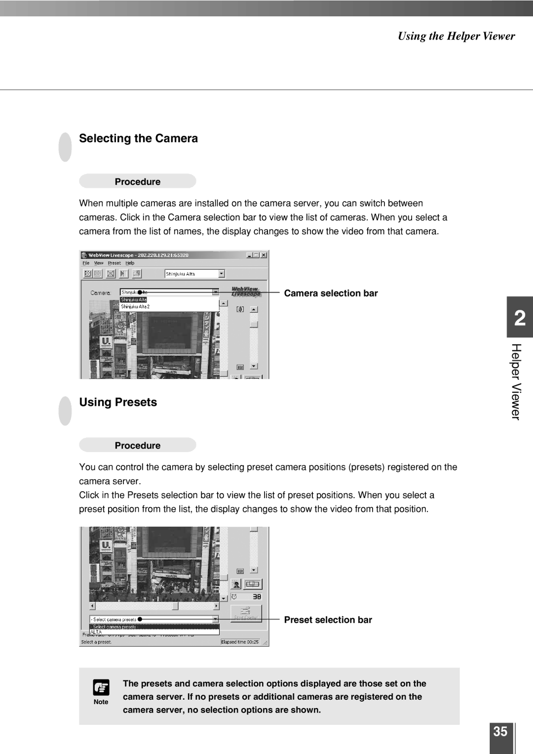 Canon 3.2 user manual Selecting the Camera 