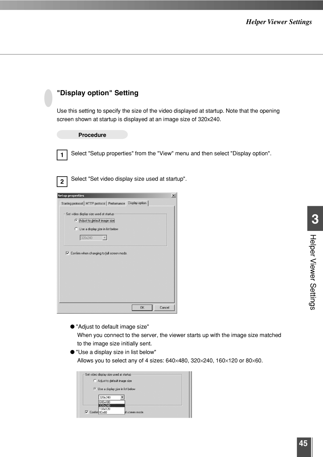 Canon 3.2 user manual Display option Setting 