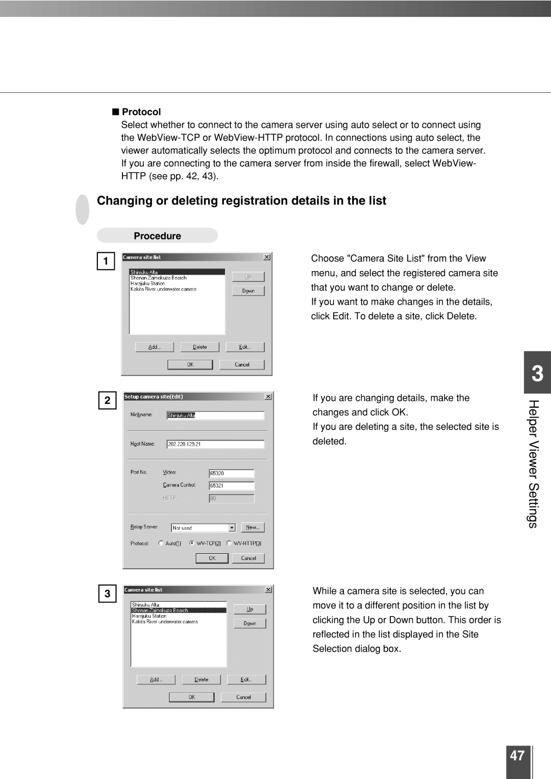 Canon 3.2 user manual Changing or deleting registration details in the list 