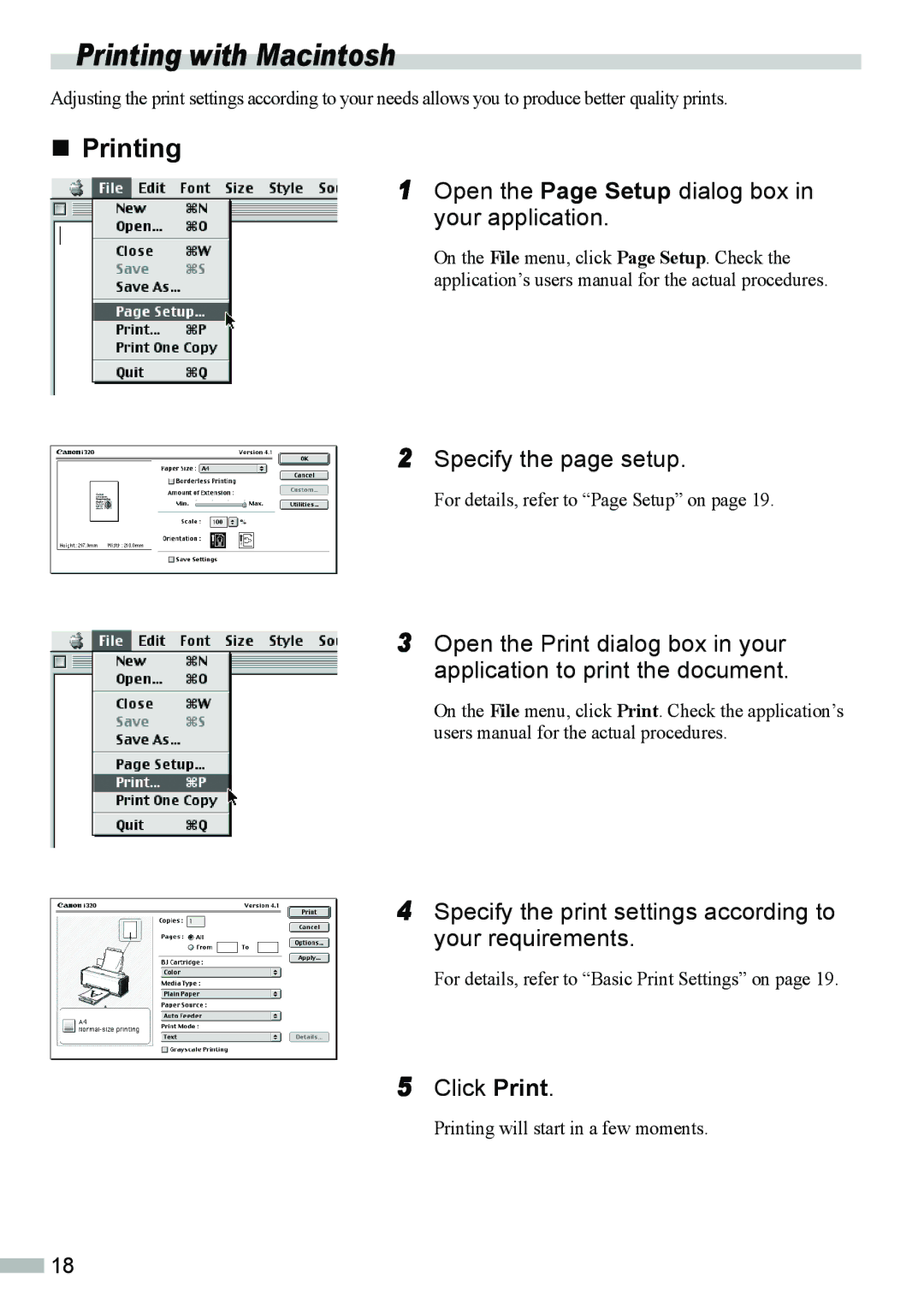 Canon 320 quick start Printing with Macintosh, Click Print 