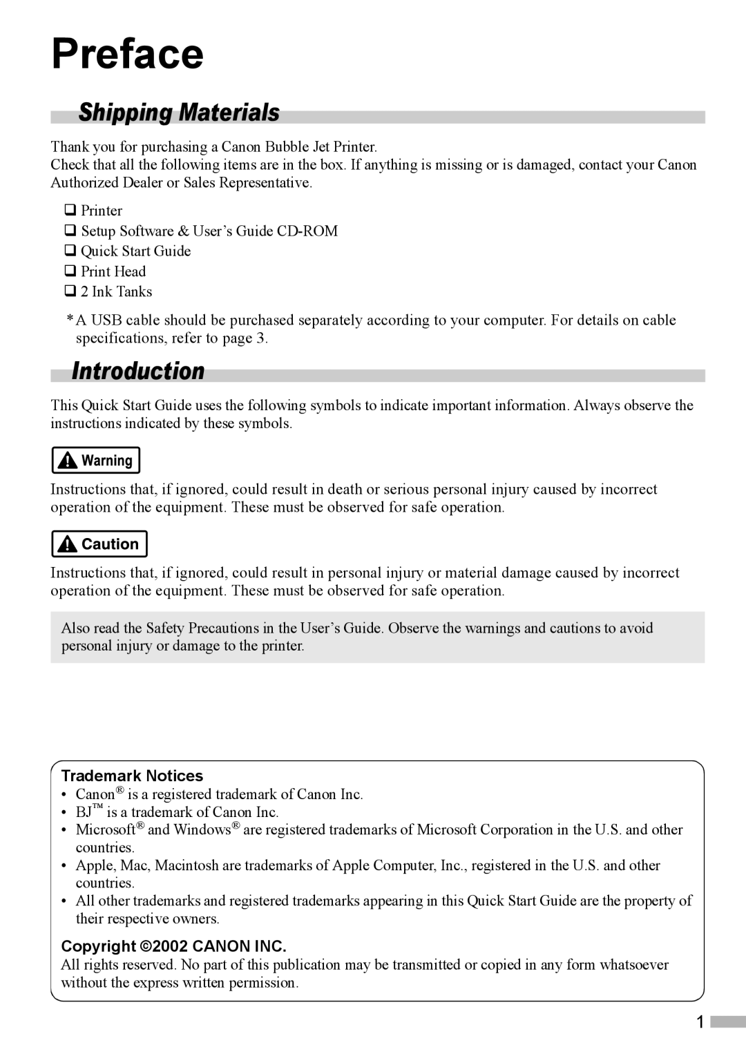 Canon 320 quick start Shipping Materials, Introduction 