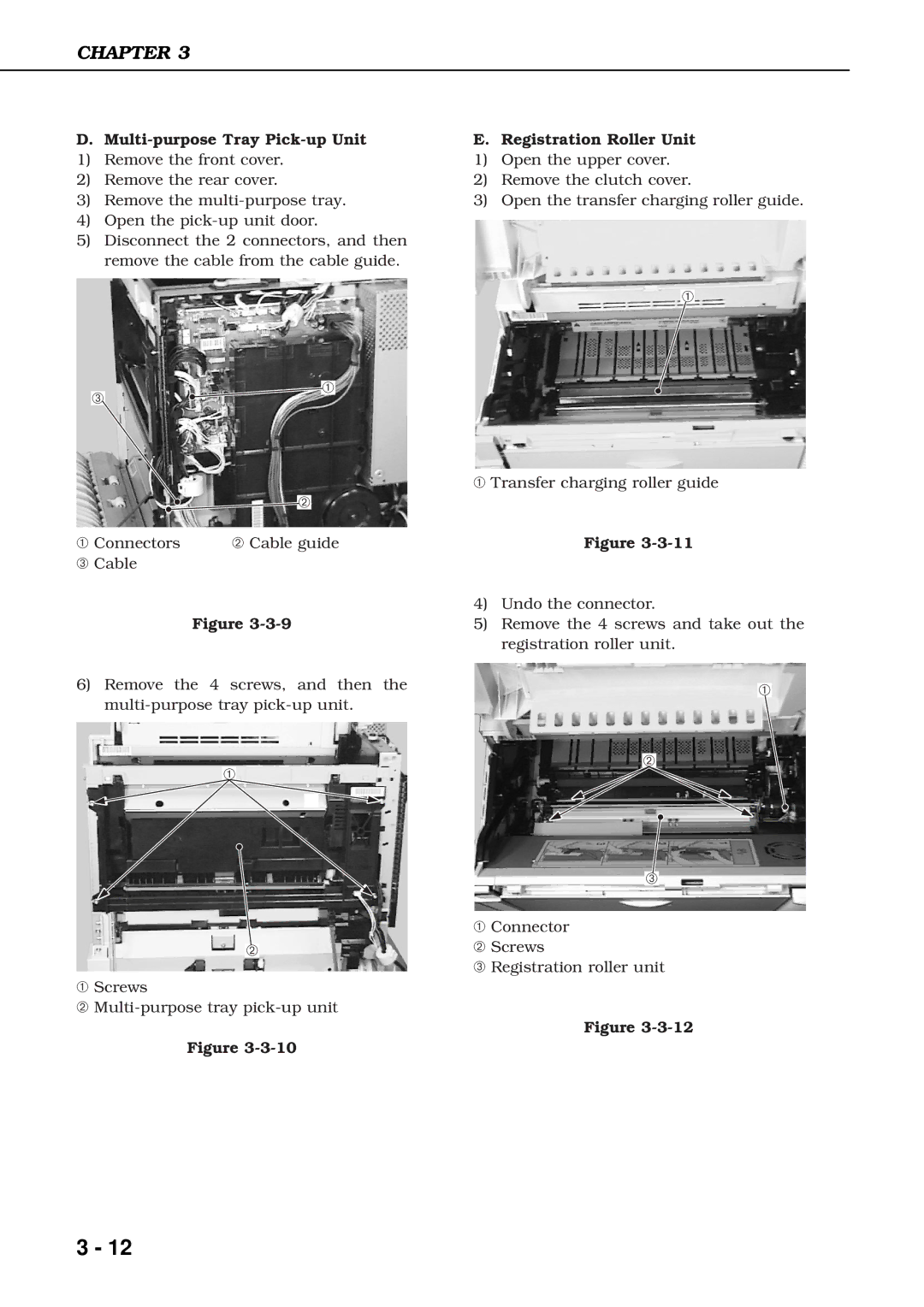 Canon 3260 manual Multi-purpose Tray Pick-up Unit, Registration Roller Unit 