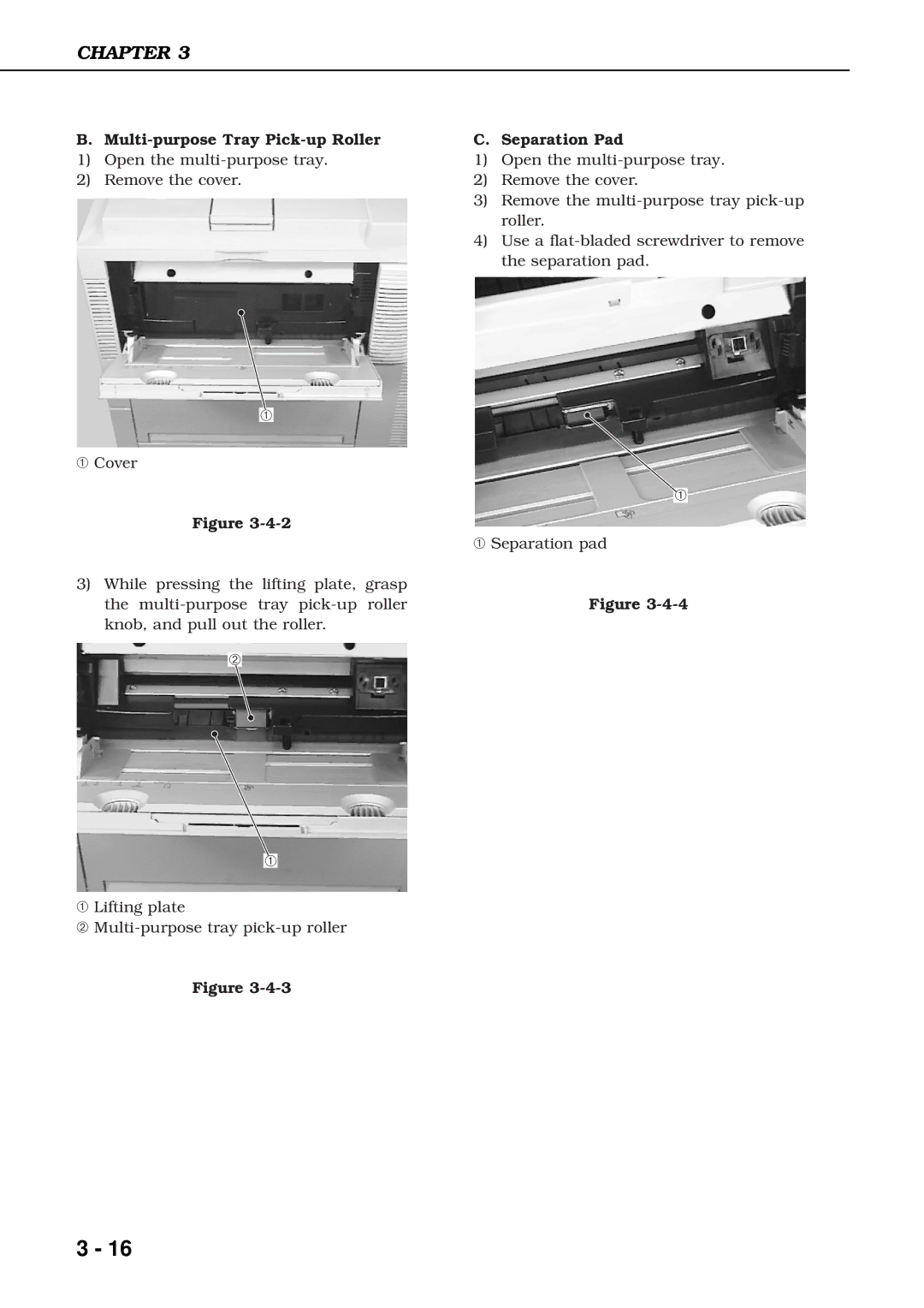 Canon 3260 manual Multi-purpose Tray Pick-up Roller, Separation Pad 