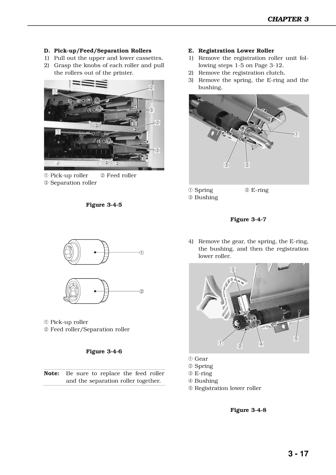 Canon 3260 manual Pick-up/Feed/Separation Rollers, ➂ ➁ 