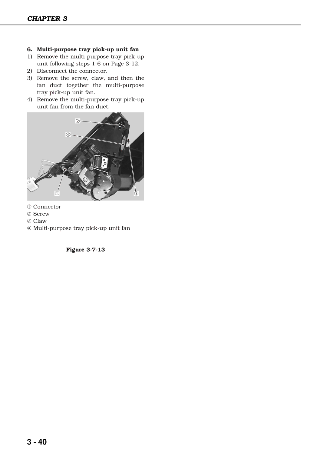 Canon 3260 manual Multi-purpose tray pick-up unit fan 