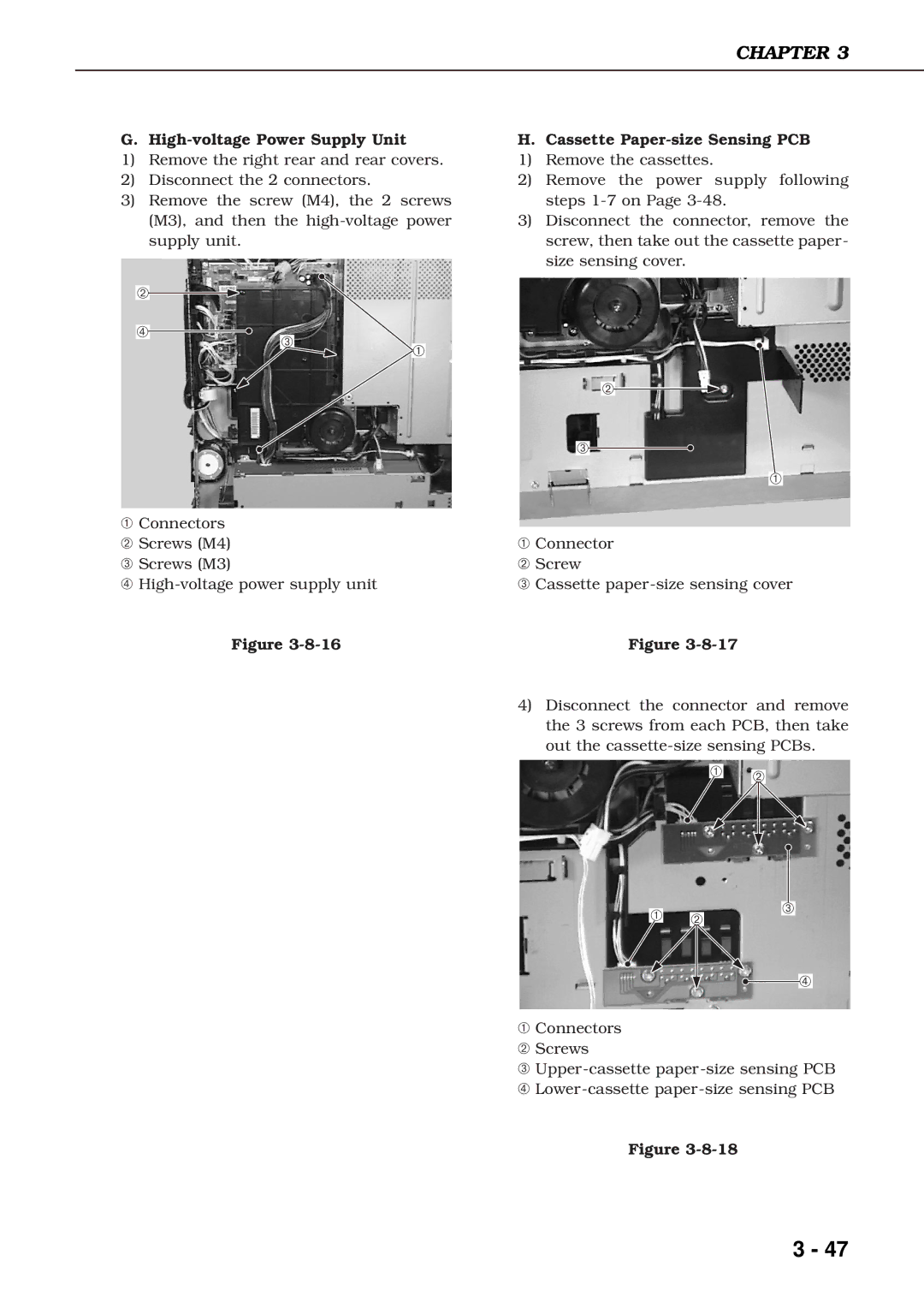 Canon 3260 manual High-voltage Power Supply Unit, Cassette Paper-size Sensing PCB 