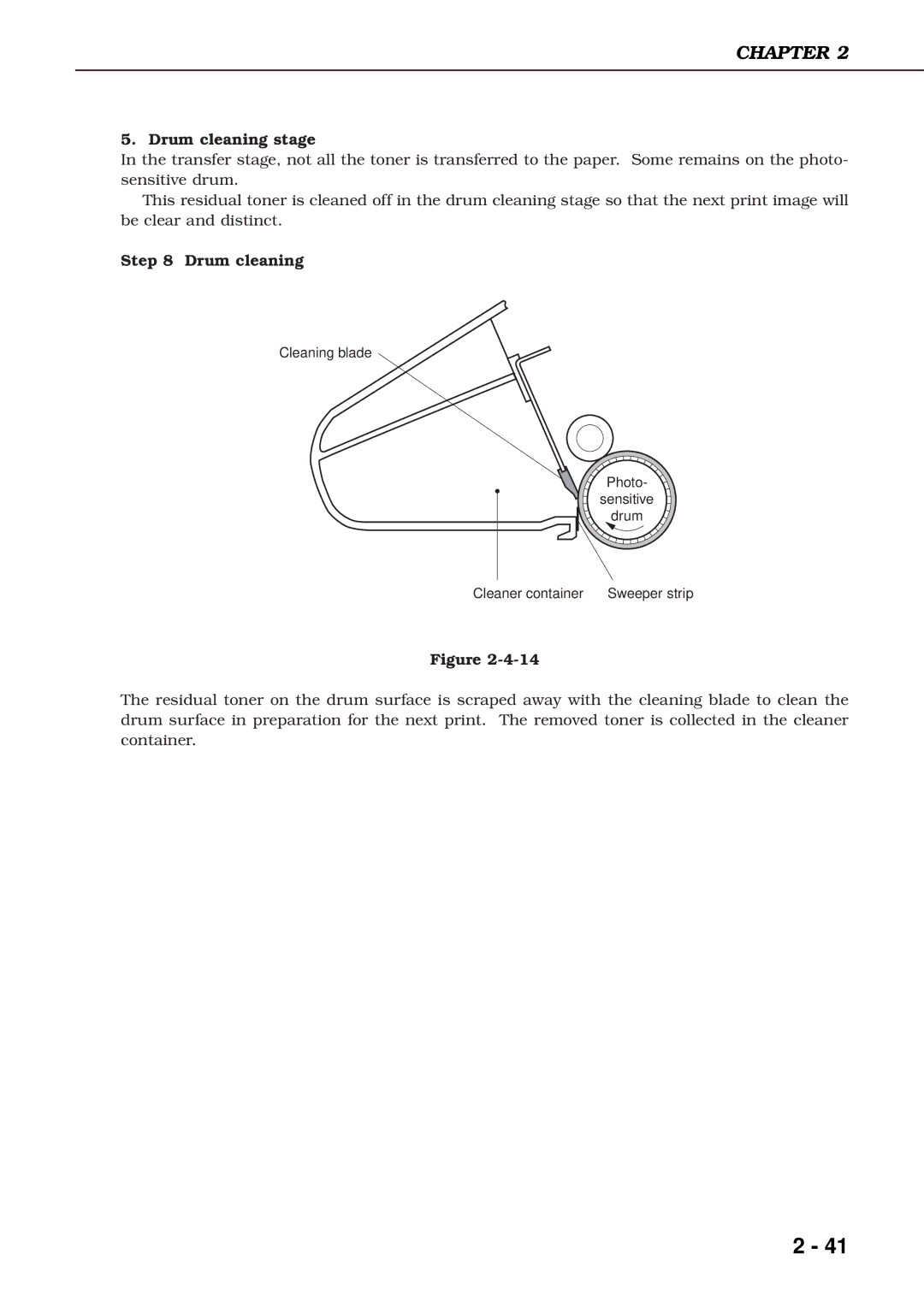 Canon 3260 manual Drum cleaning stage 